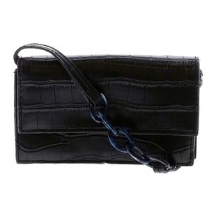 Mini Croc Embossed Crossbody Faux Leather Everyday Purse Black Bag